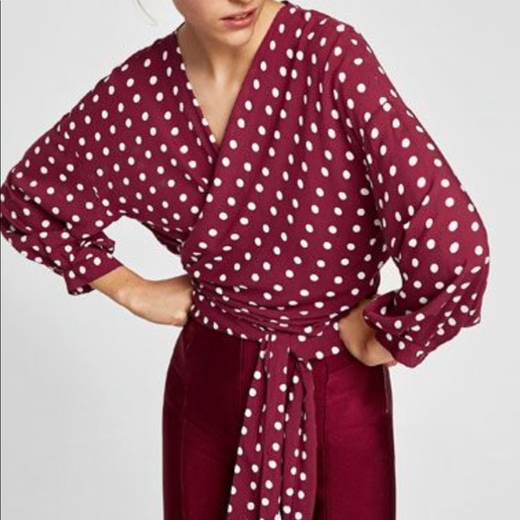 zara red polka dot top